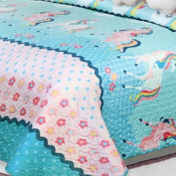 New 3 Piece Rainbows & Unicorns bedding set • DQ (DoubleQueen Size - Picture 2 of 2